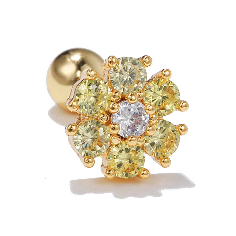 Style Retro Two-color Flower Ear Bone Gold Rings