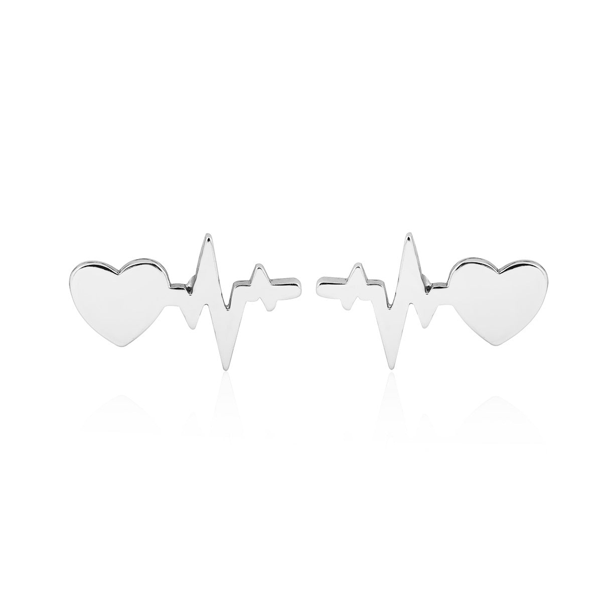 Love Heart Peach Couples Ecg Ear Bone Stud Earrings