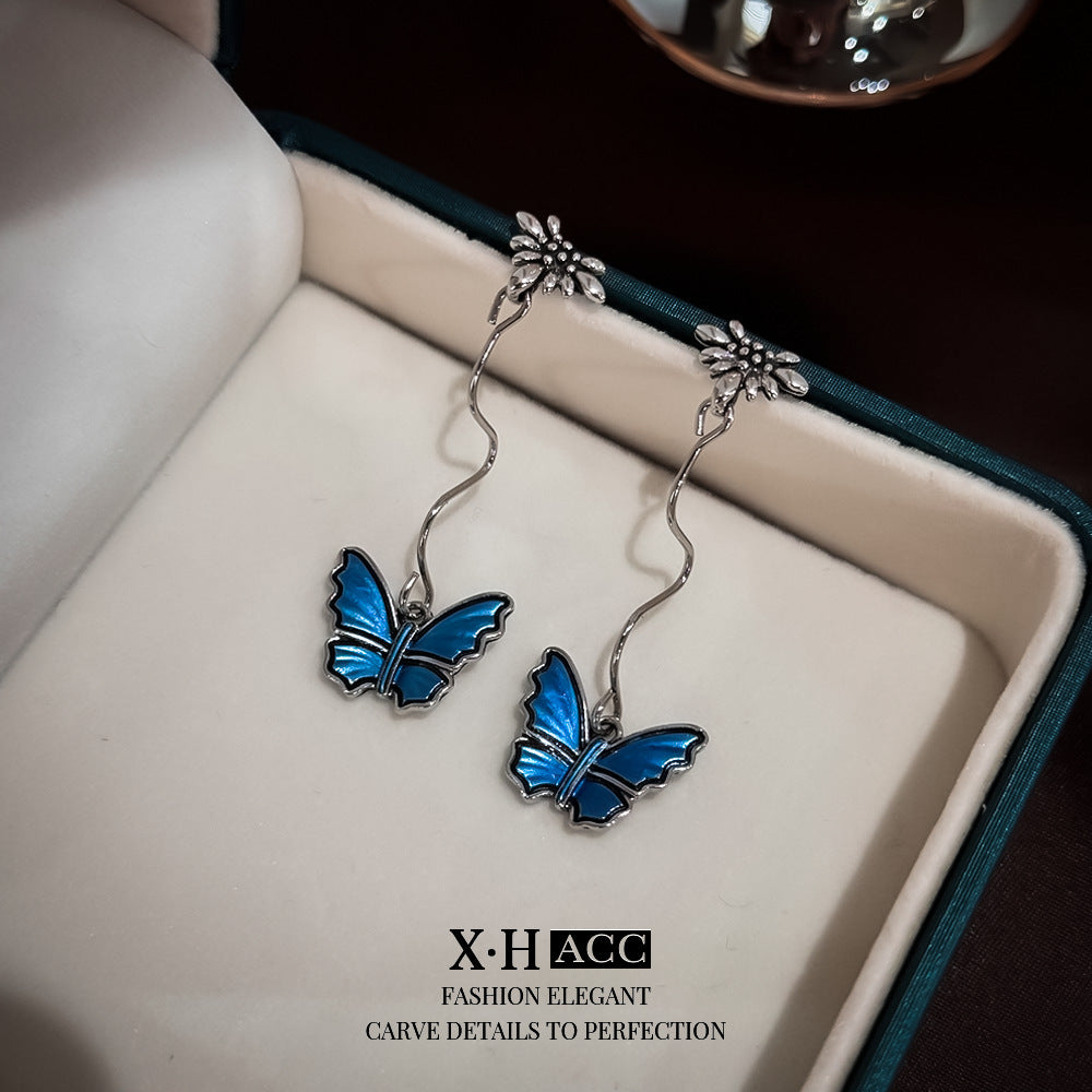 Elegant Zircon Butterfly Tassel Gentle Stylish Personality Stud Earrings
