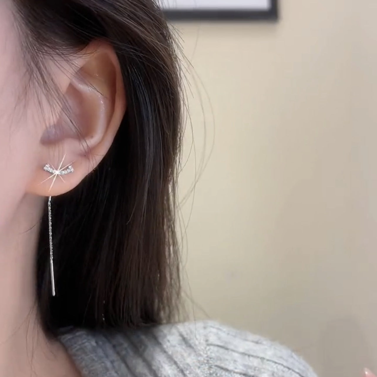 Women's High-grade Full Rhinestone Zircon Tassel Elegant Long Super Fairy Light Ear Line