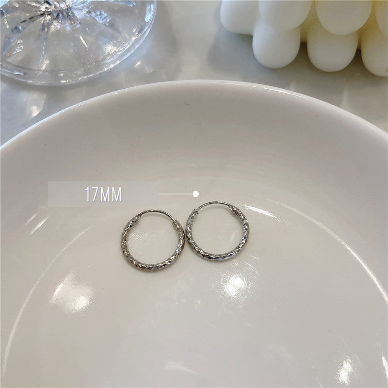 Women's Starry Circle Ear Clip Simple Niche Round Sier Stud Earrings