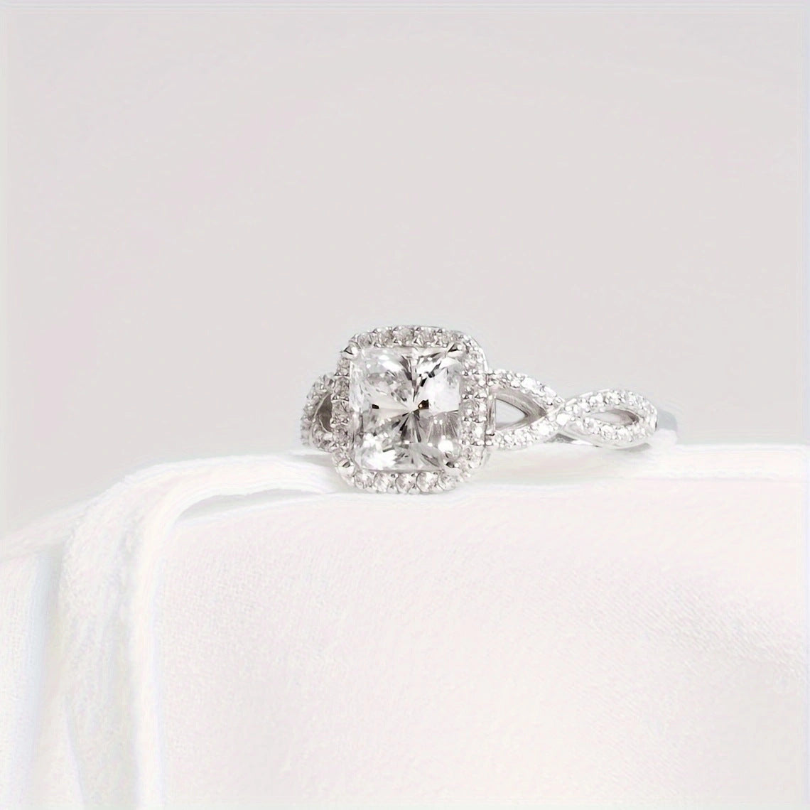 Women's Cross Square Zircon Engagement Wedding Ring