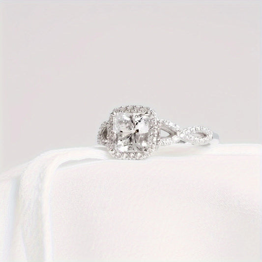 Women's Cross Square Zircon Engagement Wedding Ring
