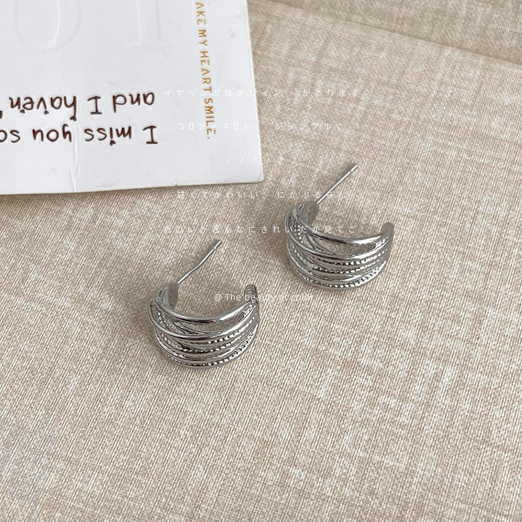 Copper Glossy Electroplated Line Geometric High-grade Earrings