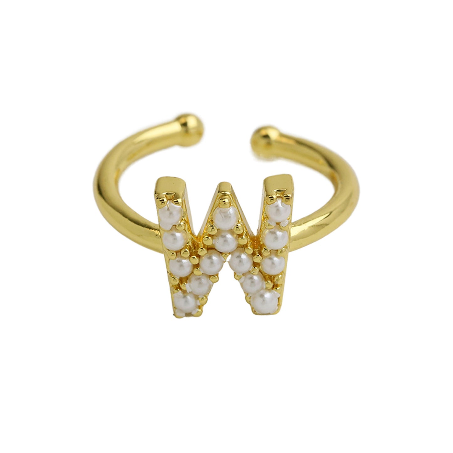 Women's Xi Brass Pearl English Letters Open Rings