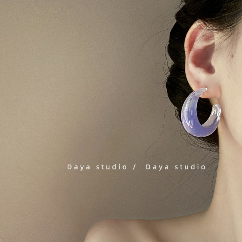 Women's For Summer French Resin Gradient Shaped Trendy Light Luxury Earrings