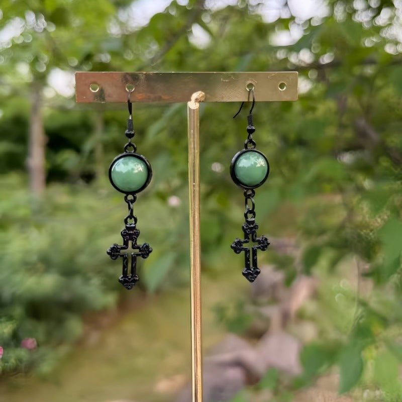 New Dark Hollow Cross Emerald Batch Earrings