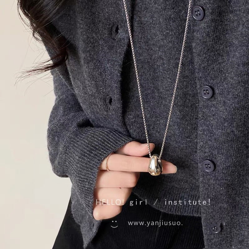 Women's Simple Water Drop For Long Sweater Chain Casual Necklace