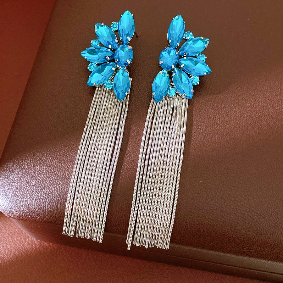 Sier Flower Tassel Light Luxury High-grade Earrings