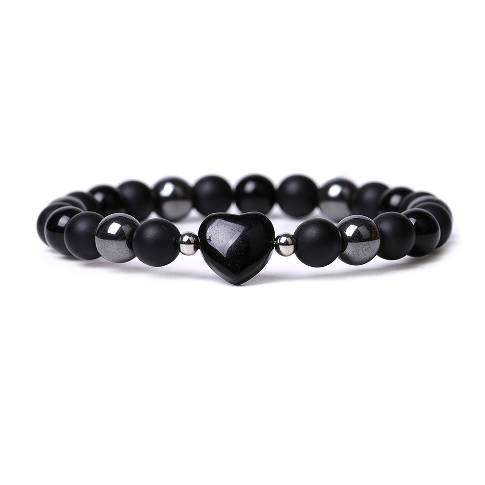 Tigereye Hand-cut Peach Heart Couple Agate Old Topaz Bracelet