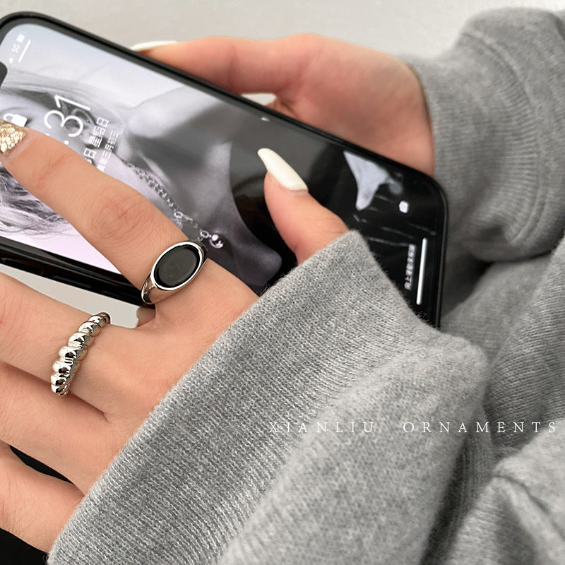 Women's & Men's Black Twist Design Light Luxury Cold Rings – Waneon