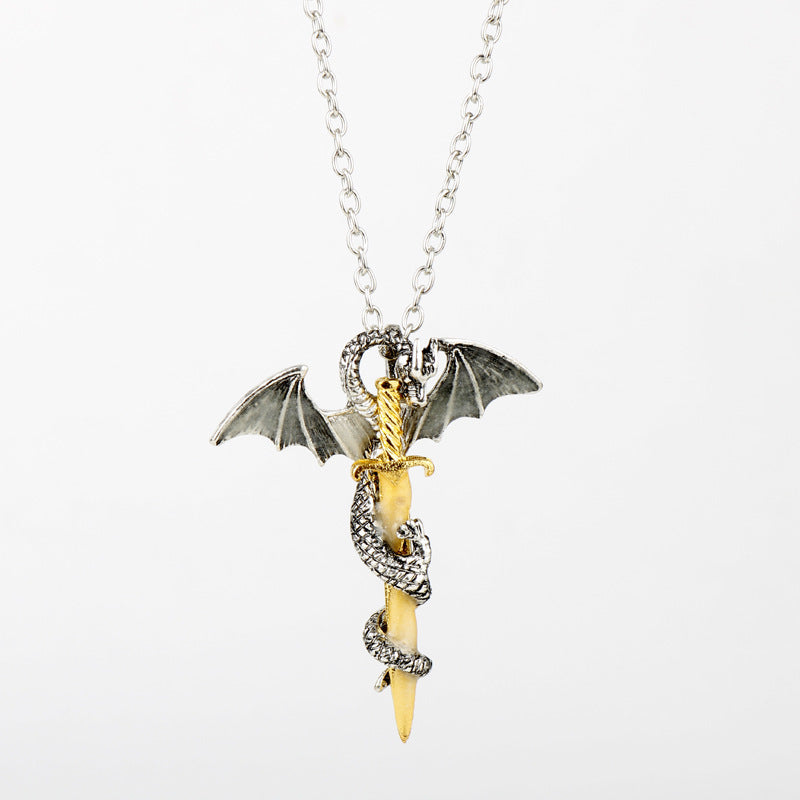 Hipster Rock Fashion Pterosaur Golden Sword Necklaces