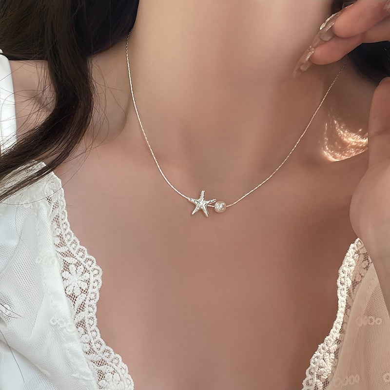 Starfish Imitation Pearl Female Niche Unique Design Sense Refined Necklace