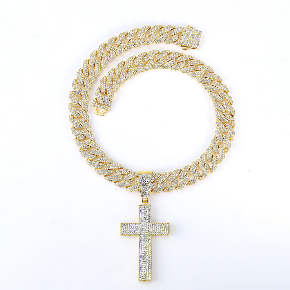 Cross Cuban Link Chain Street Decoration Necklaces