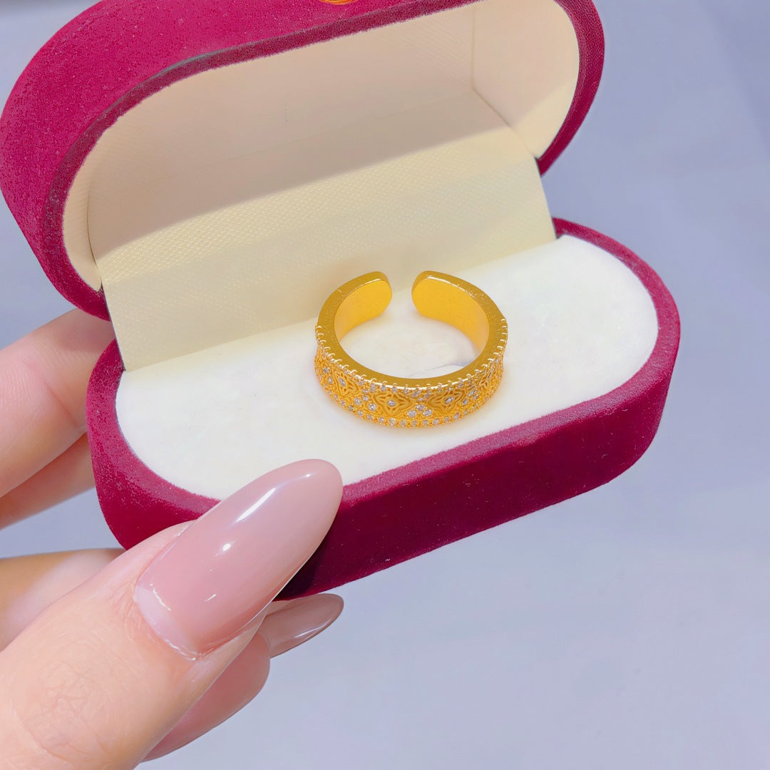 Women's Alluvial Gold Retro Affordable Luxury Design Brass Plated Fashion Ring