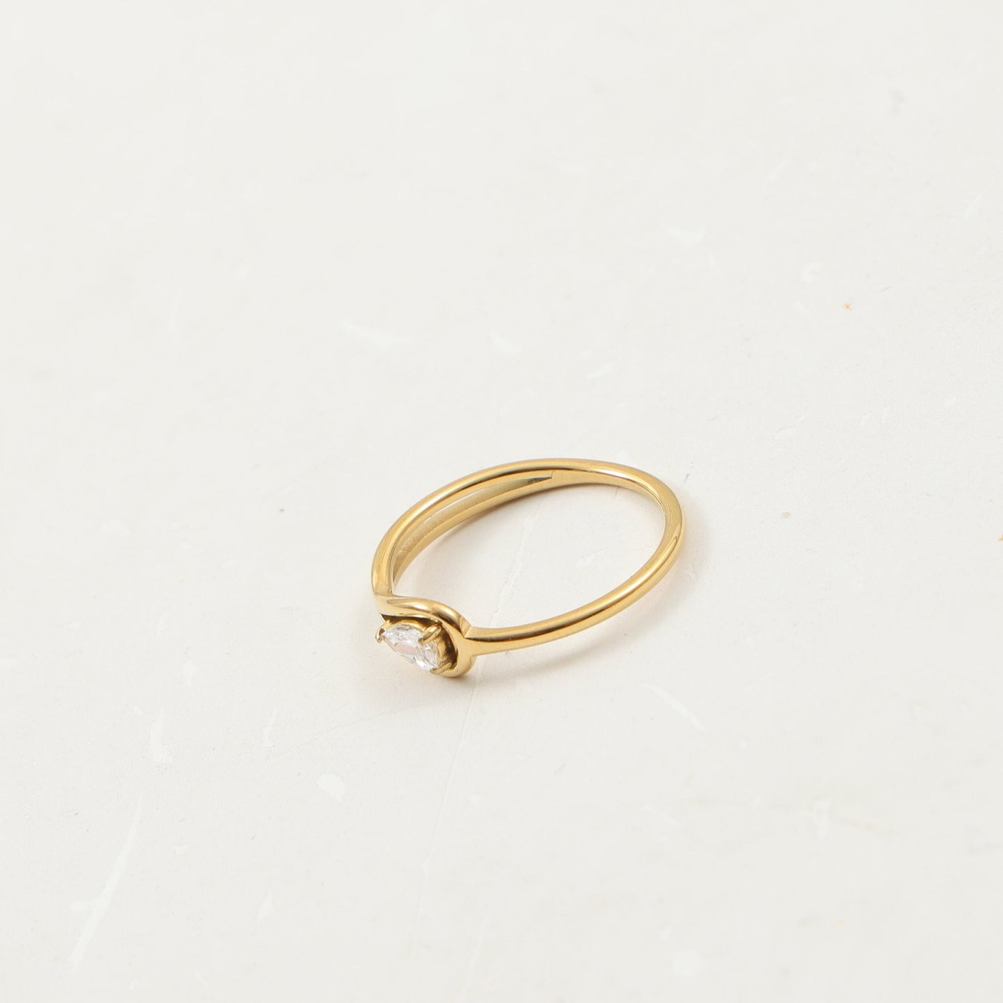 Fine Water Drop Zircon Titanium Steel Gold Ring