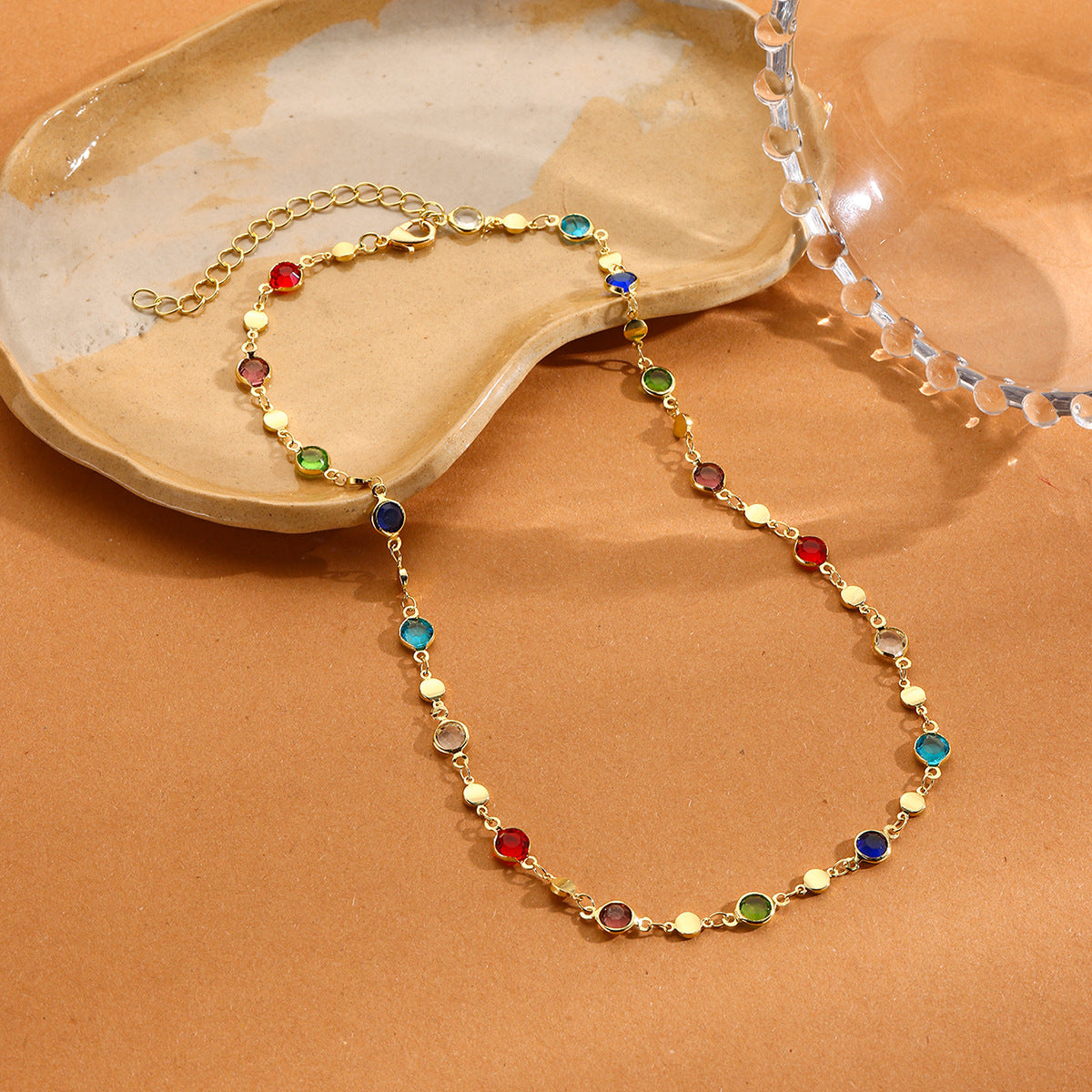 Inlaid Crystal High-grade Edging Glass Series Necklaces