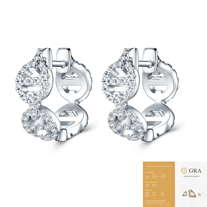 Not Fade Moissanite Ear Clip Niche Design Light Luxury Earrings
