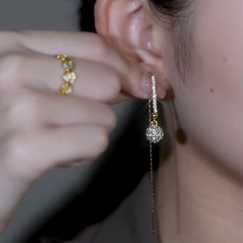 Trendy Niche Design Full Diamond Ball Female Temperament Ear Line