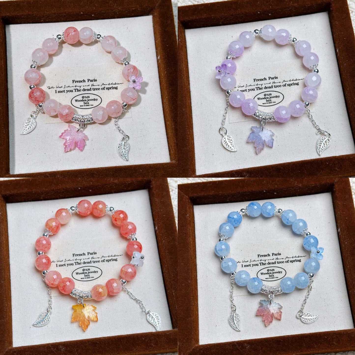 Crystal Tassel Maple Leaf Niche Fairy Ink Beads Small Bracelets