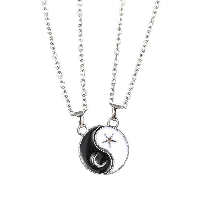Popular Sun Moon Lovers Appetizer Stitching Necklace