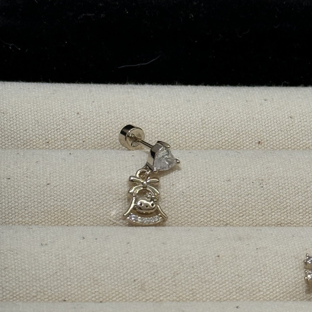 Women's Light Coffee Gold Collection Series Minimalist Zircon Ear Earrings