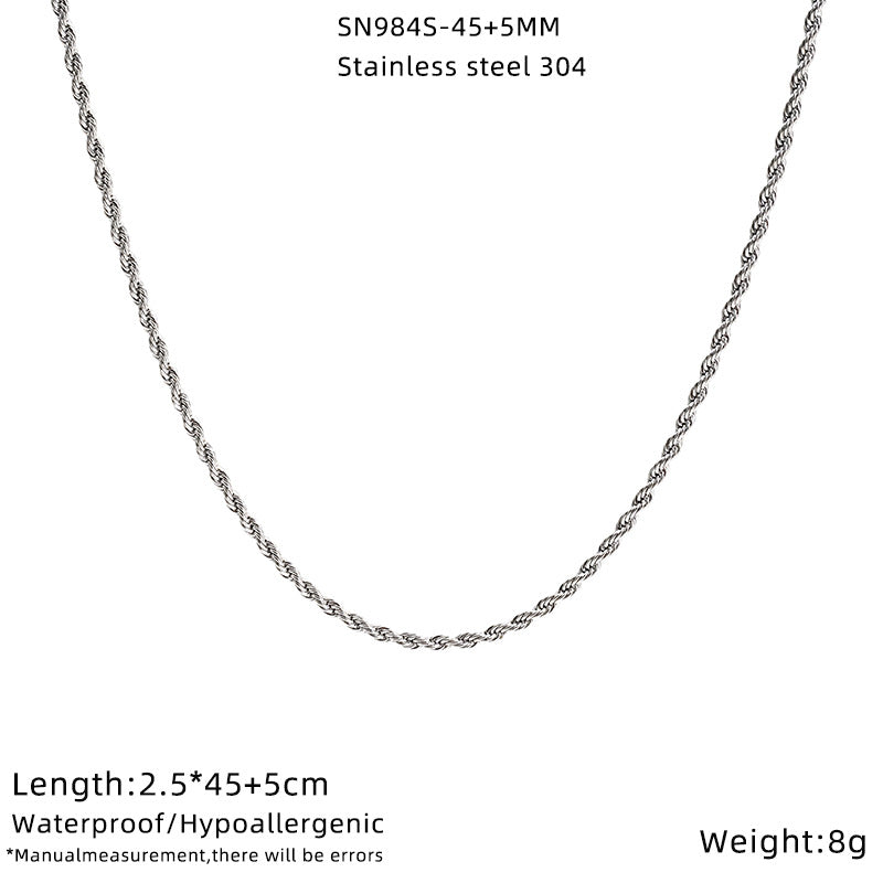 Stainless Steel Figaro Chain Hemp Flowers Water Necklace
