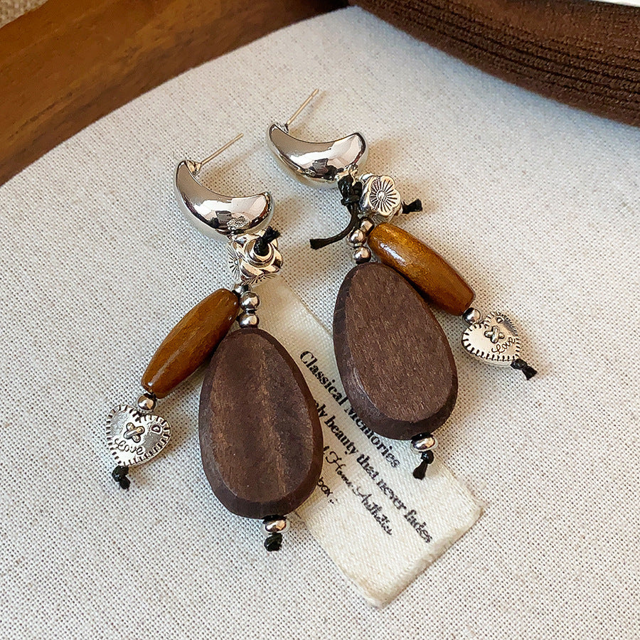 Wood In The Forest Retro Tassel Rings