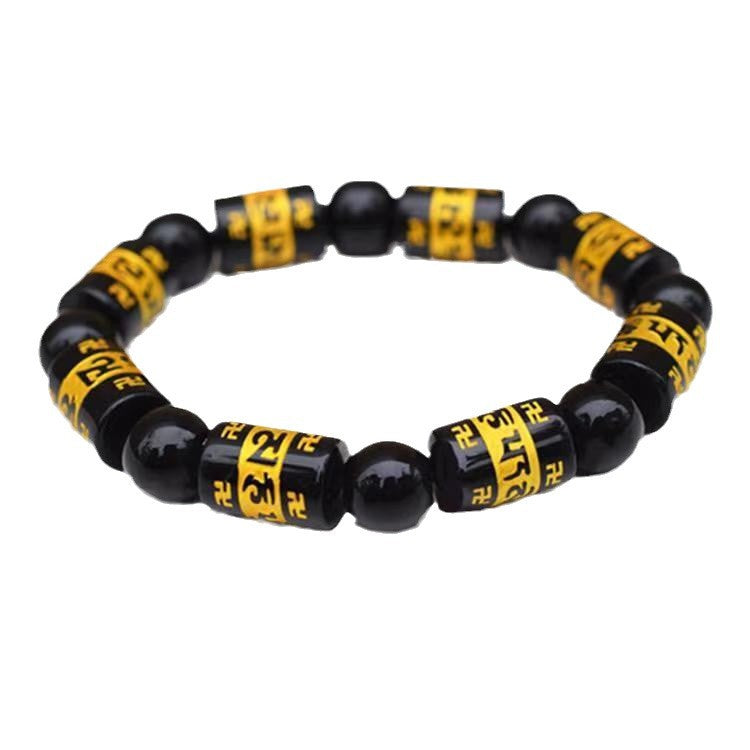 Stall Black Six Words Proverbs Barrel Beads Bead Right Rain Bracelet