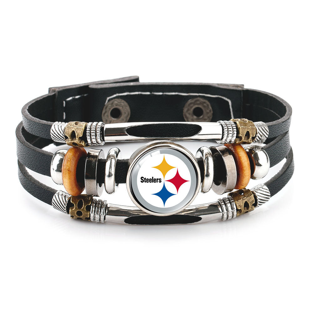 Genuine Leather Hand Professional Rugby League Team Time Stone Bracelet