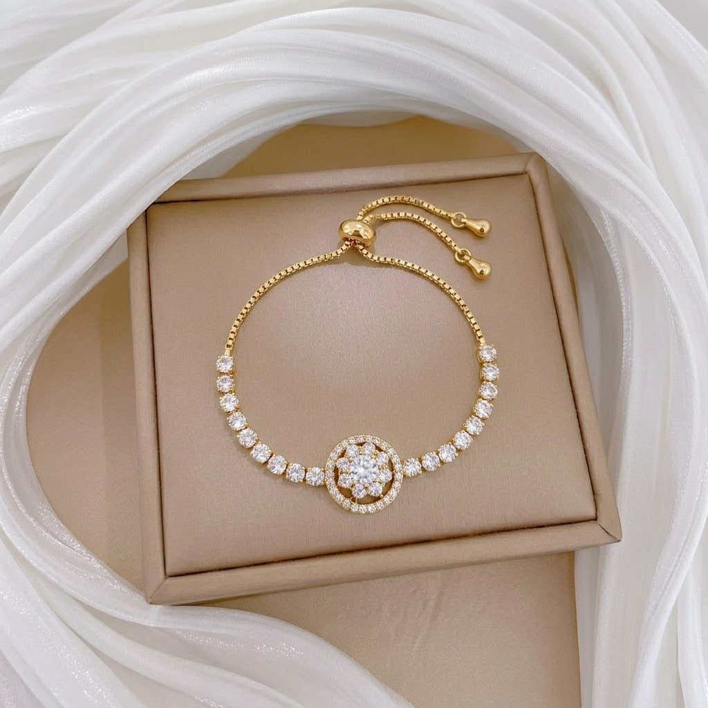 Design Rotating Bauhinia Zircon Flower Gas Clavicle Chain Necklace