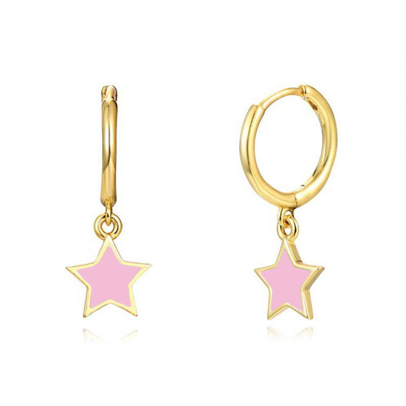 Colorful Oil Ear Clips Fashion Style Stud Earrings