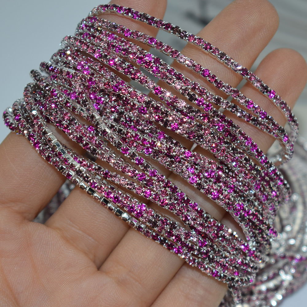 Single Row Indian Rhinestone Thin Stretch Full Bracelets