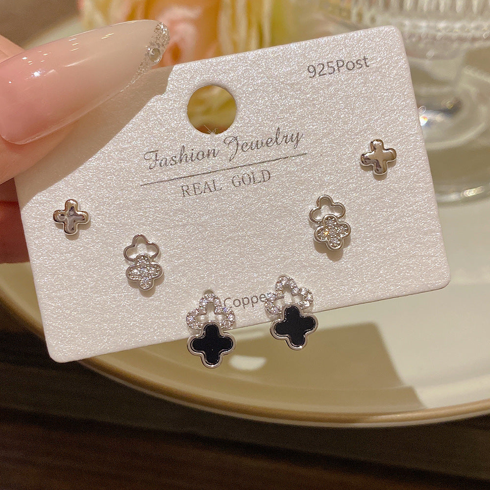 Women's Needle One Card Three Pairs Earings Small Delicate Summer High-grade Stud Earrings