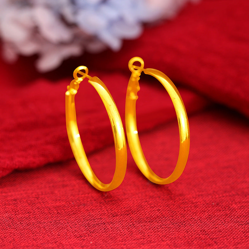 Women's Copper Alloy Glossy For Round Simple Stud Earrings