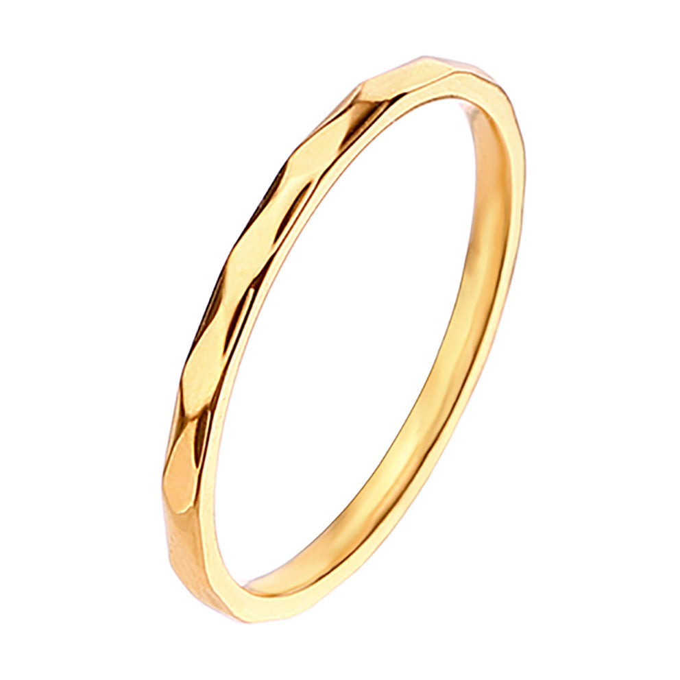 Design Sense Minority Simple Stainless Steel Wheat Rhombus Batch Flower Rings