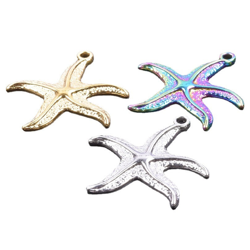 Steel Color Irregular Starfish Titanium Colorful Metal Pendants