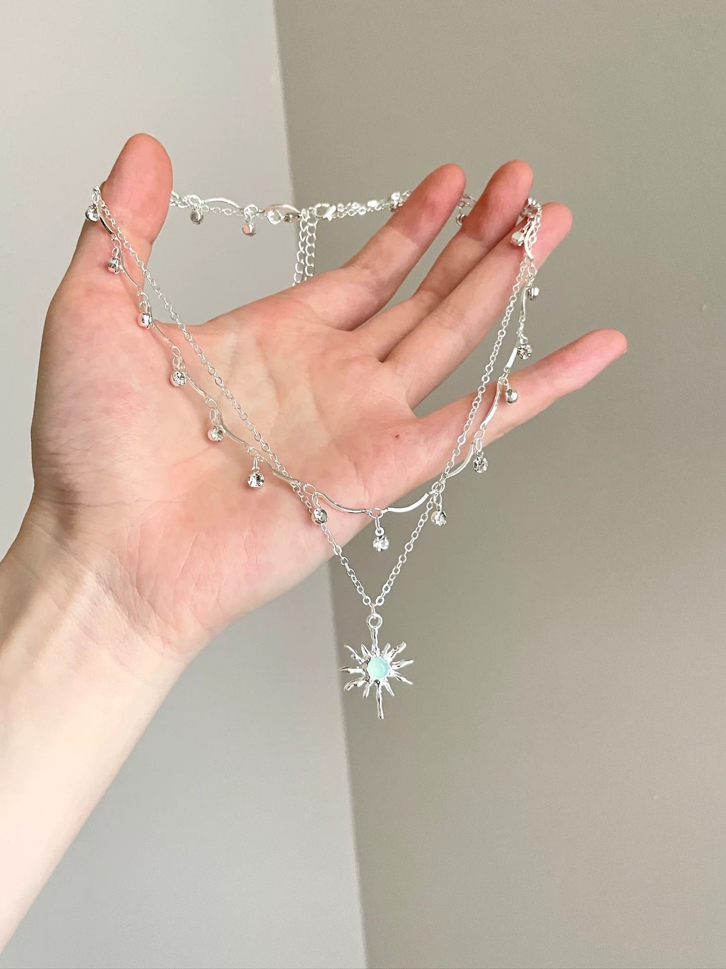 Women's Feeling Opal Sunflower High-grade Double Layer Necklace