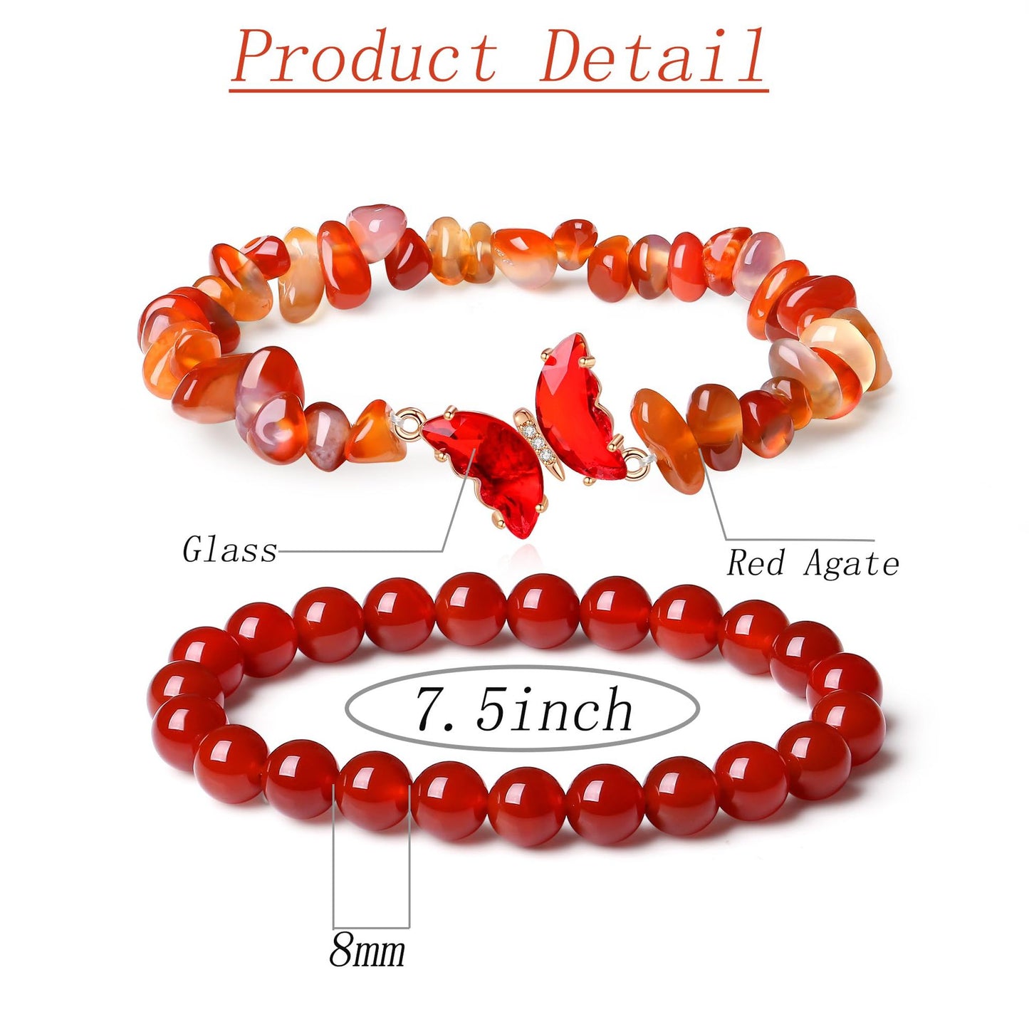 Simple Butterfly Natural Stone Crystal String Beads Bracelets