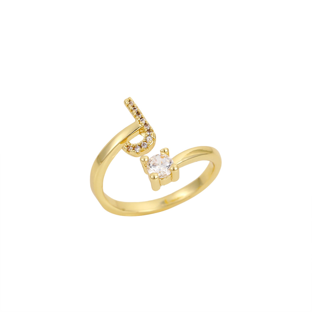 Gold Letter Open Male Female Personality Rings