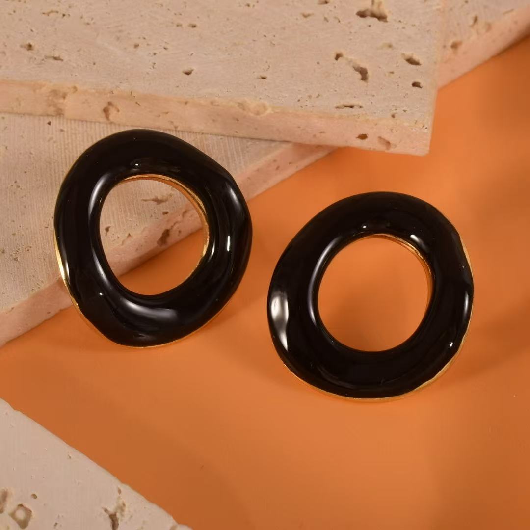 Design Exquisite Versatile Temperament Colorful Oil Stainless Steel Stud Earrings