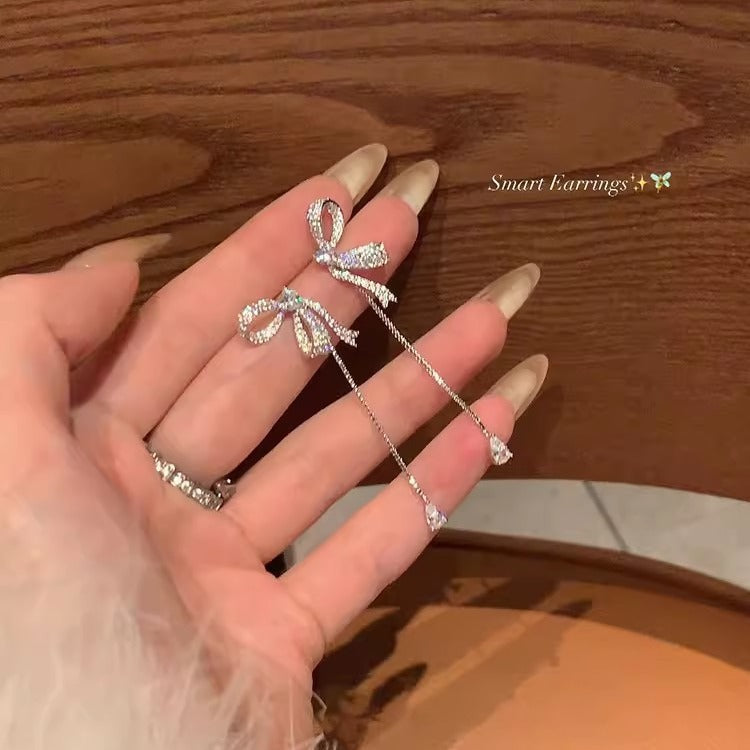 Korean Style Long Fringed Pearl Sier Needle Graceful Rings