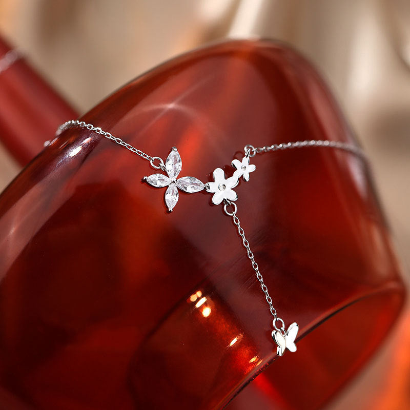 Rhinestone Butterfly Simple Versatile Mori Clavicle Necklace