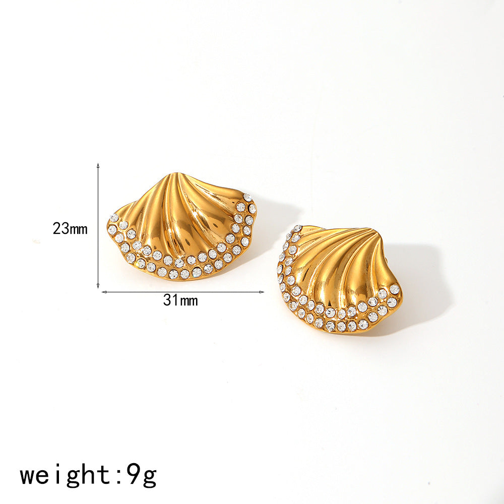 Women's Shell Gold Stainless Steel Personalized High-grade Earrings