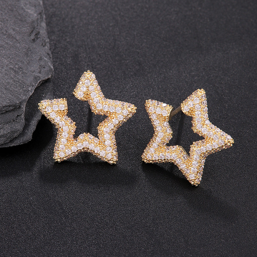 Style Simple Pentagram Female Temperament Light Luxury Niche Design Stud Earrings