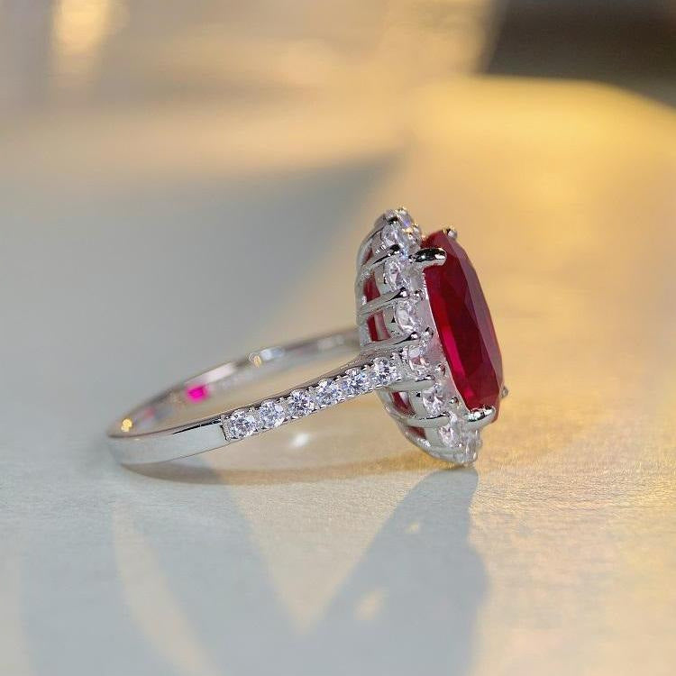 Sterling Sier Diamond Inlaid Zircon Colored Rings