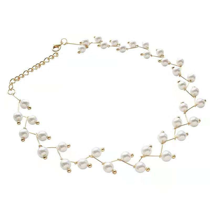 Women's Short Pearl Neck Band Simple Accessories Necklaces