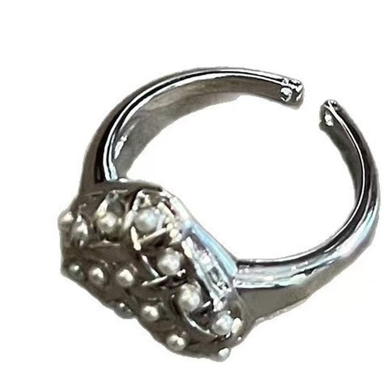 Gentle Sier Wide Version Love Pearl Around Planet Female Light Rings