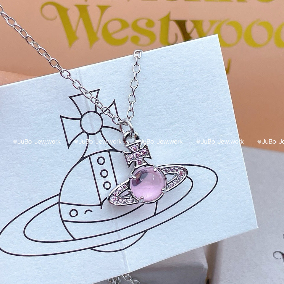 Women's Romantic Queen Mother Planet Three-dimensional Saturn Crystal Sweater Chain Necklaces