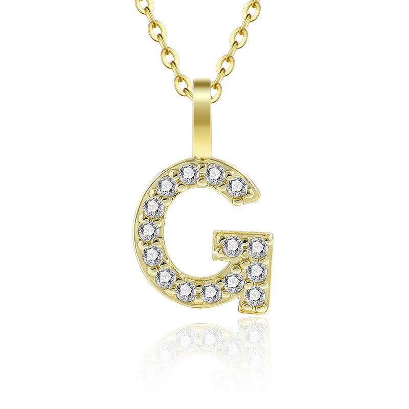 Diamond Inlaid Zircon English Letter Female Pendants